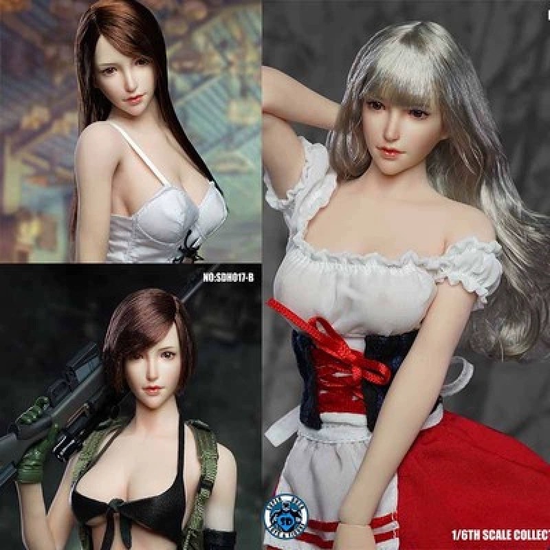 1/6 Beauty Head Sculpture SUPER DUCK SDH017 ABC Three Female Soldier Head Sculpture Ready Stock