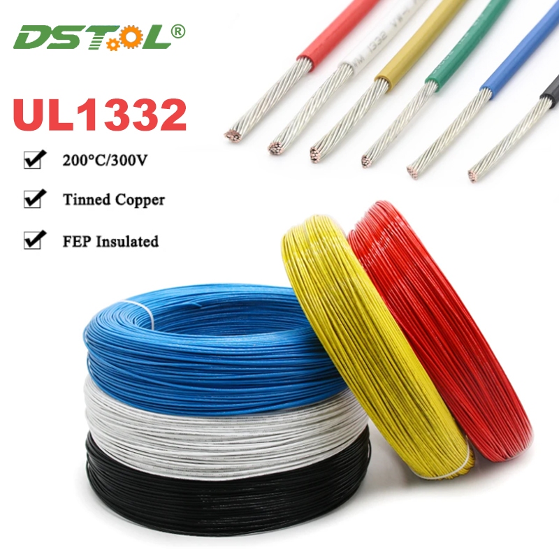 1/2Meters UL1332 PTFE ลวด 28/26/24/22/20/18/16/14/13/12AWG FEP พลาสติกฉนวนอุณหภูมิสูง Electron สายทอ