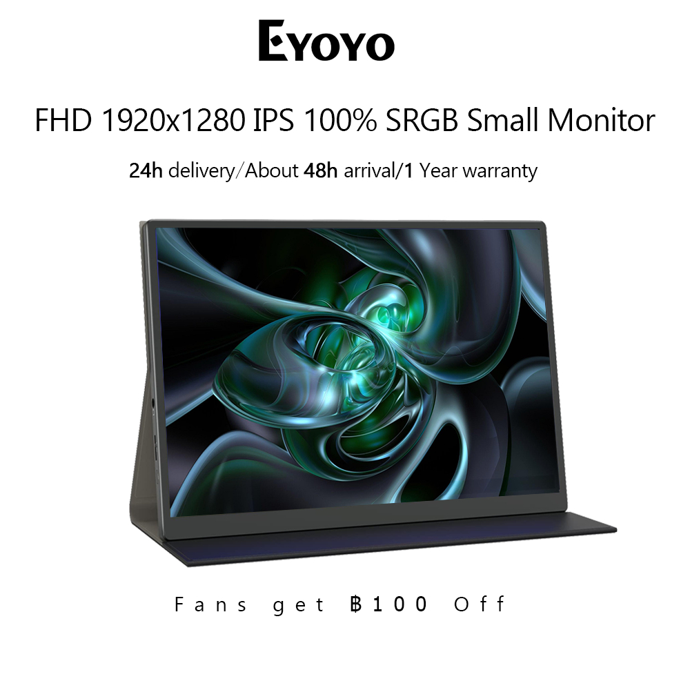 Eyoyo มอนิเตอร์ ขนาดเล็ก แบบพกพา 10.5 นิ้ว USB C Monitor FHD 1920x1280 Travel Monitor External Secon
