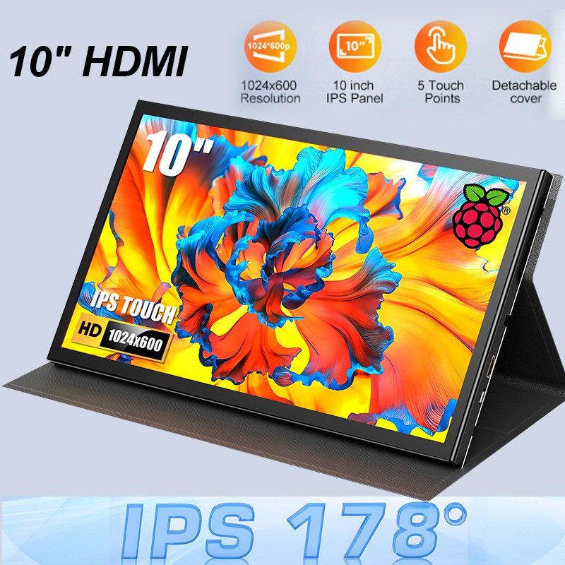 หน้าจอสัมผัส HDMI 10 นิ้ว 1024x600 IPS สําหรับแล็ปท็อป PC Raspberry Pi 4B 3B+ 3A+ Banana Pi win7 8 1