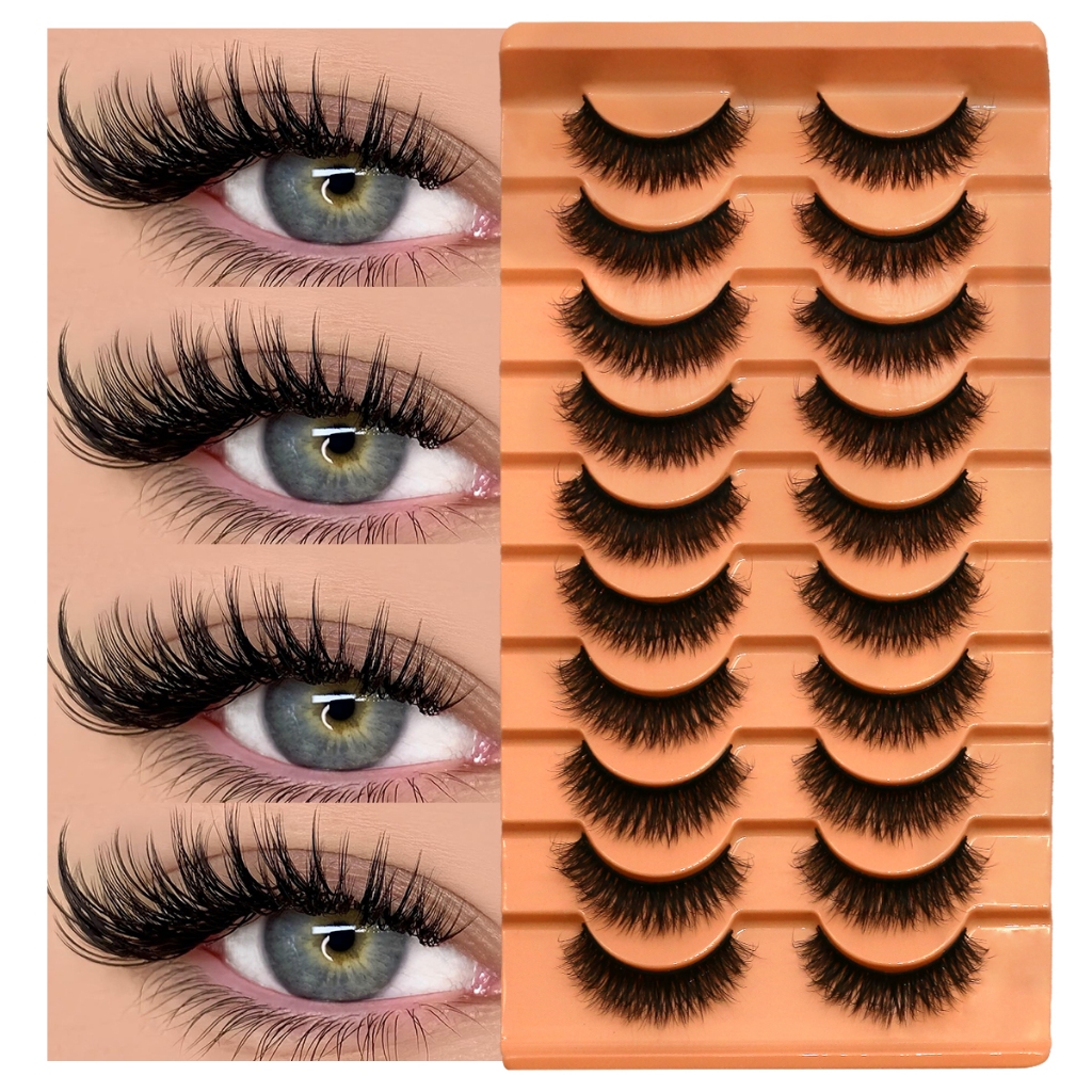 Groinneya ขนตาปลอม ขนมิงค์เทียม แบบนิ่ม ยาวธรรมชาติ 5 คู่ 10 คู่