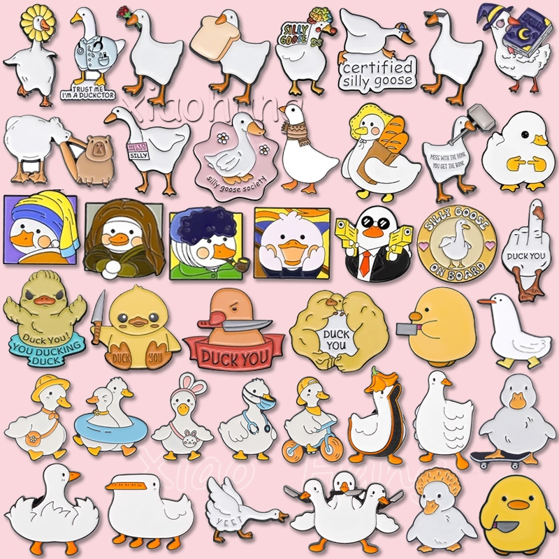 น่ารักเป็ดห่านเคลือบ Pin สัตว์ตลกเป็ดเข็มกลัดป้ายกระเป๋าเป้สะพายหลังการ์ตูนอุปกรณ์เสริมของขวัญสําหรับเด็ก