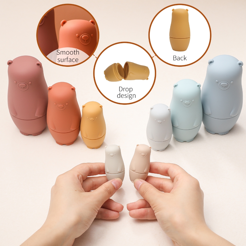เด็กซิลิโคนรัสเซีย Nesting ตุ๊กตา Matryoshka ของเล่นทางปัญญาตุ๊กตาการศึกษา Montessori ของเล่นซ้อนบล็อกทารกแรกเกิดของขวัญ