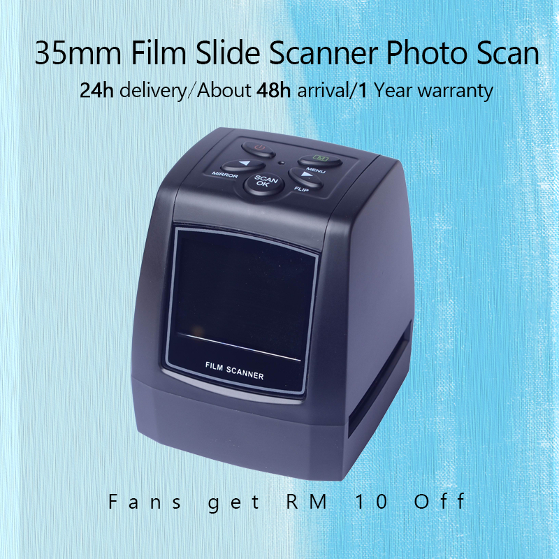 หน้าจอ LCD 2.4 นิ้ว 35 มม.ฟิล์มสไลด์เครื่องสแกนเนอร์ Photo Scan 8 ฟิล์มยังคงดูฟิล์มลบขาวดําถึง JPEG,