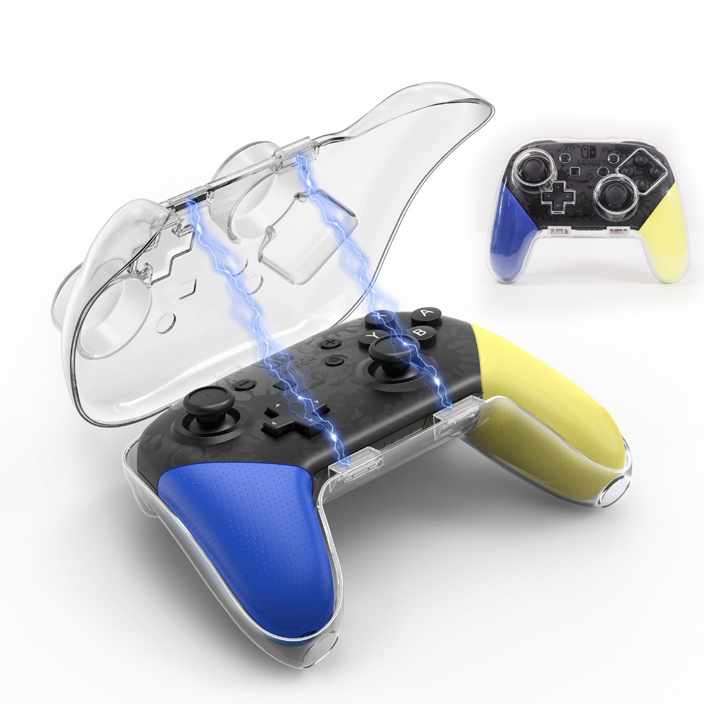 IINE โปร่งใส PC Magnetic Storage Case สําหรับ Nintendo Switch 1 Pro Controller เคสป้องกันปุ่มปิดแม่เหล็ก Anti-misopration การบีบอัดความต้านทาน