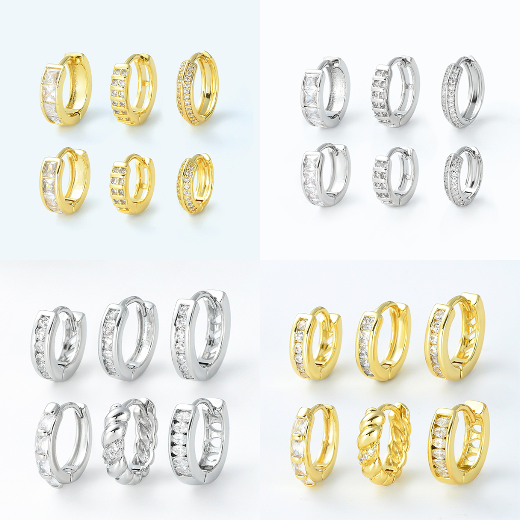 ต่างหูห่วง สเตนเลส 316L กรอบสี่เหลี่ยม เครื่องประดับแฟชั่น 1 ชิ้น