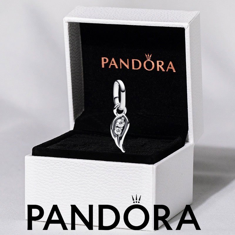 Pandora ของแท้ 100% จี้สร้อยข้อมือเงินแท้ S925 รูปปีกนางฟ้า ขนาดเล็ก