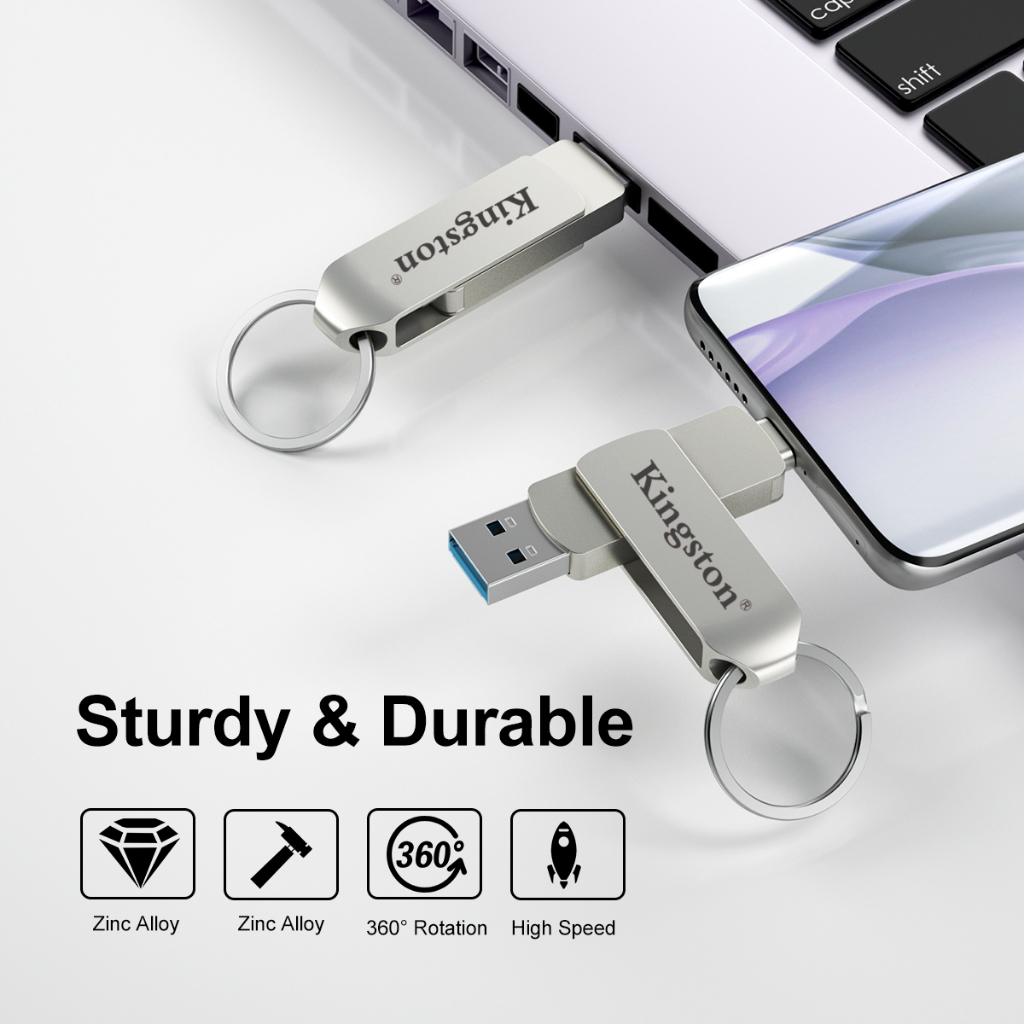 Kingston typec2TB แฟลชไดรฟ์โลหะ ความเร็วสูง สําหรับโทรศัพท์มือถือ OTG