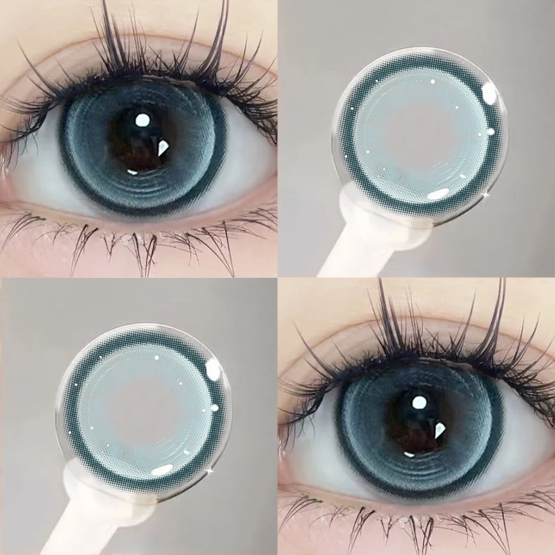 Ksseye คอนแทคเลนส์สายตาสั้น 0~-8.00 สีน้ําตาลธรรมชาติ สีเทา เส้นผ่าศูนย์กลาง 14.2 มม. ปริมาณน้ํา 40% 2 ชิ้น