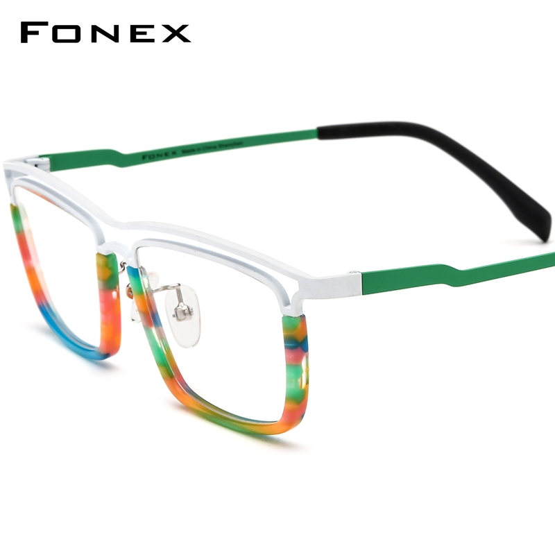 Fonex Acetate แว่นตาแฟชั่น กรอบไทเทเนียม ทรงสี่เหลี่ยม สําหรับผู้ชาย ผู้หญิง 2024 F85799