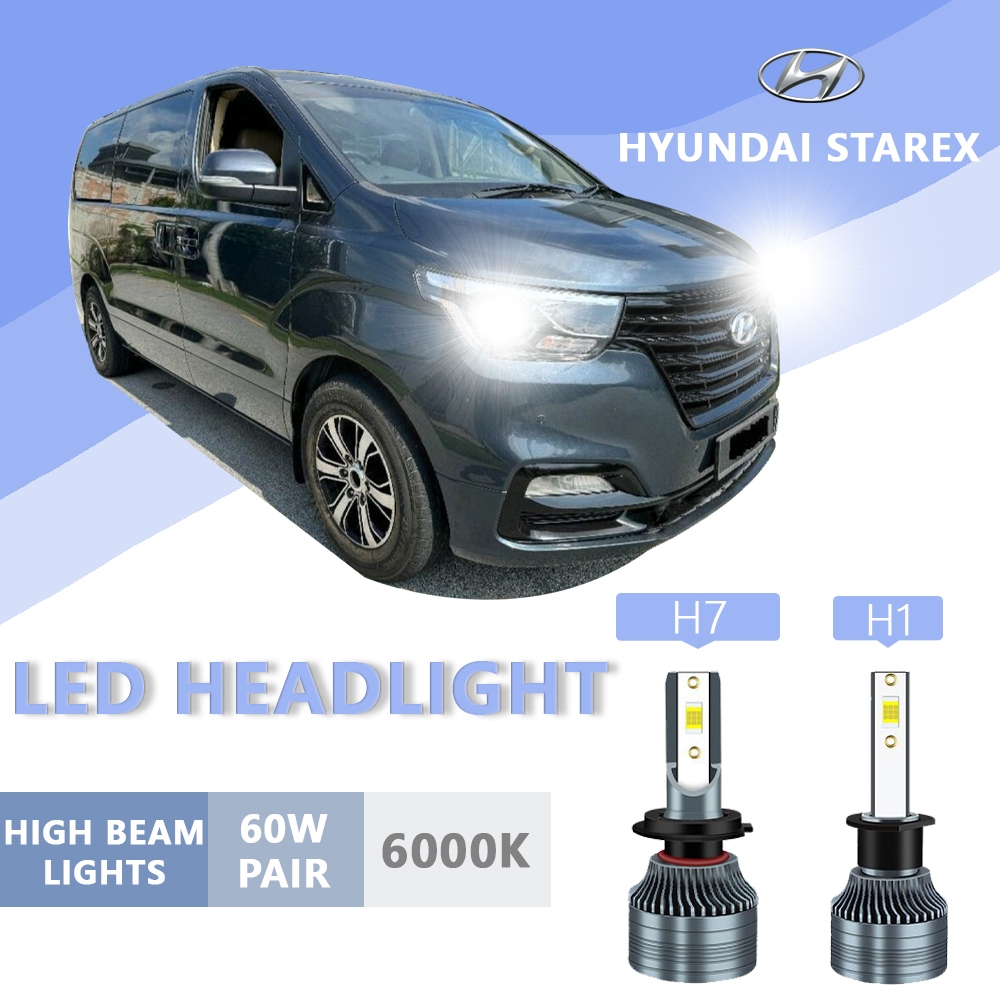 หลอดไฟหน้า LED H1 H7 สว่างมาก สีขาว สําหรับ HYUNDAI Starex 2 ชิ้น
