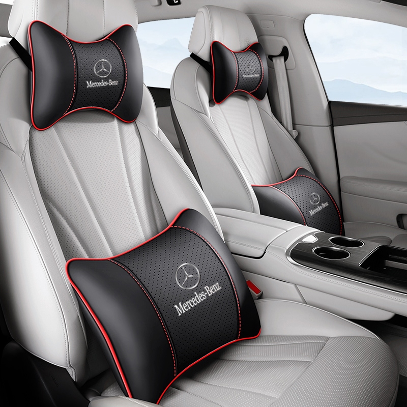 Breathable หนังรถหัวคอหมอนรถ Headrest คอสนับสนุนที่นั่งสําหรับ Mercedes Ben AMG AC CLA E GLA GLC GLE
