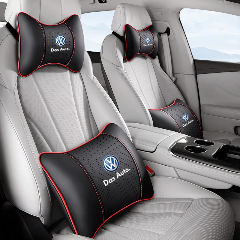 Breathable หนังรถหัวคอหมอนรถ Headrest คอสนับสนุนที่นั่งสําหรับ VW Touran Golf Gti Polo Sedan Passat 