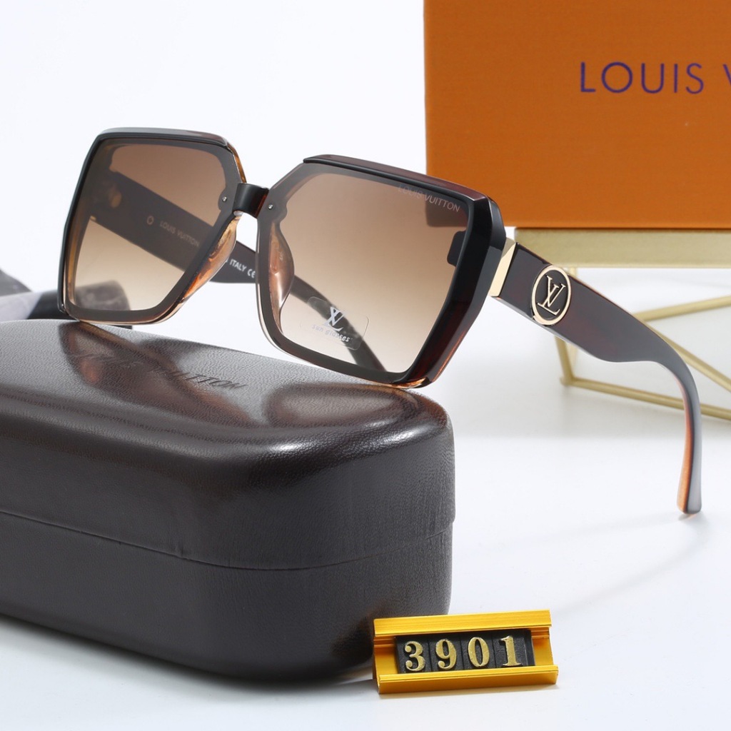 ใหม่ แว่นตากันแดด LV แฟชั่น และส่วนบุคคล กรอบขนาดใหญ่ แว่นตากระชับสัดส่วน ขับรถ แว่นกันแดด UV สีแดงสุทธิ แว่นตากันแดดระดับไฮเอนด์