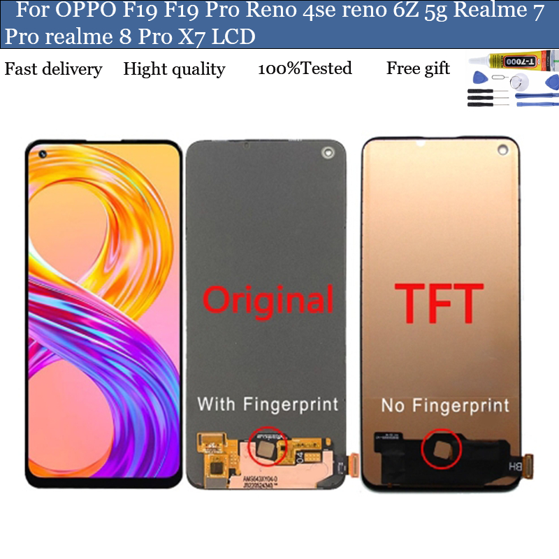 หน้าจอสัมผัสดิจิทัล LCD สําหรับ OPPO A94 F19 F19 Pro reno 4se reno 6 5g reno 6Z 5g Realme 7 Pro Realme 8 Pro Realme X7