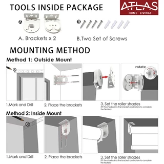 ATLAS HOME LIVINGS ม่านม้วน ม่านบังแดด มีฉนวนกันความร้อน สําหรับห้องน้ํา ห้องครัว ออฟฟิศ กันแสง100%