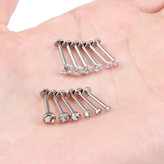 1 PC 1.5/2/2.5/3 มม.คริสตัลสแตนเลส Plug-in สไตล์ Labret Lip Piercing Ball กระดูกอ่อนสตั๊ดต่างหู Conch เจาะ