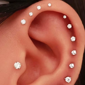 1 PC 1.5/2/2.5/3 มม.คริสตัลสแตนเลส Plug-in สไตล์ Labret Lip Piercing Ball กระดูกอ่อนสตั๊ดต่างหู Conch เจาะ