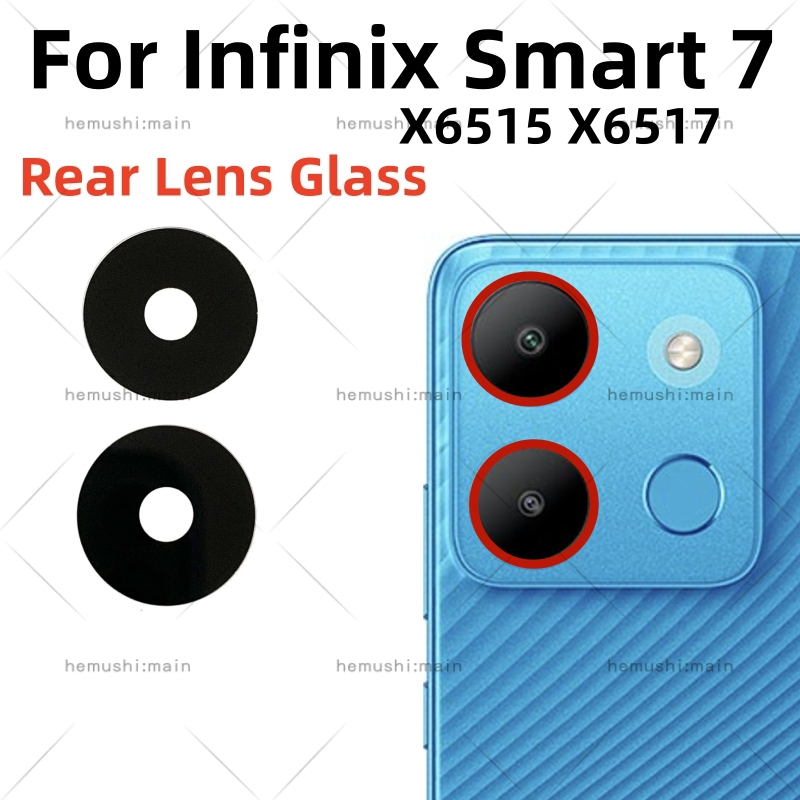 เลนส์กระจกกล้องด้านหลัง แบบเปลี่ยน พร้อมสติกเกอร์กาว สําหรับ Infinix Smart 7 X6515 X6517