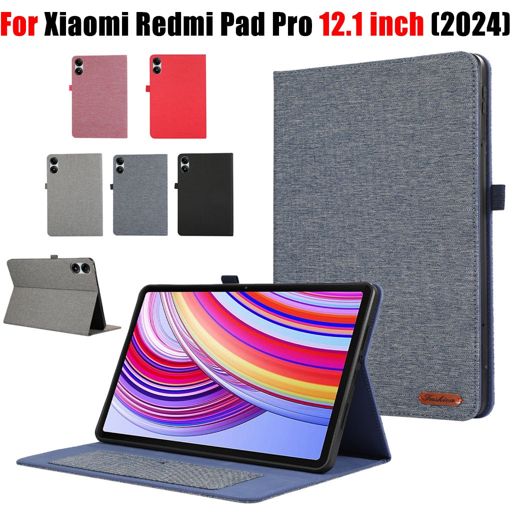 สําหรับ Xiaomi Redmi Pad Pro 12.1 นิ้ว 2024 คุณภาพสูง PU หนังกระเป๋าสตางค์ฝาครอบ Xiaomi Redmi Pad Pro 12.1 แฟชั่นผ้าสาน Texture Drop ทนกรณีแท็บเล็ต