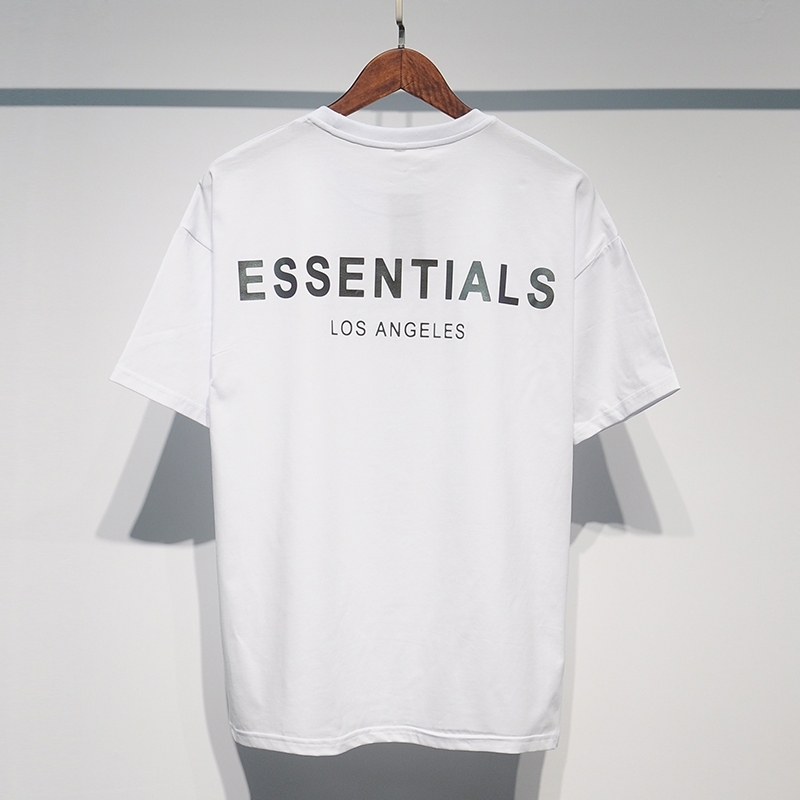 เสื้อยืดแขนสั้น เปิดไหล่ ทรงหลวม พิมพ์ลาย FOG ESS ENTIALS สําหรับผู้ชาย และผู้หญิง