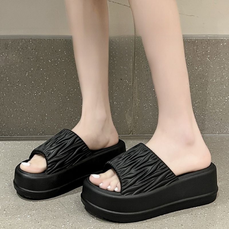 รองเท้าแตะ EVA พื้นหนา 6.0 ซม. กันลื่น เหมาะกับเดินชายหาด ห้องน้ํา แฟชั่นฤดูร้อน สําหรับผู้หญิง