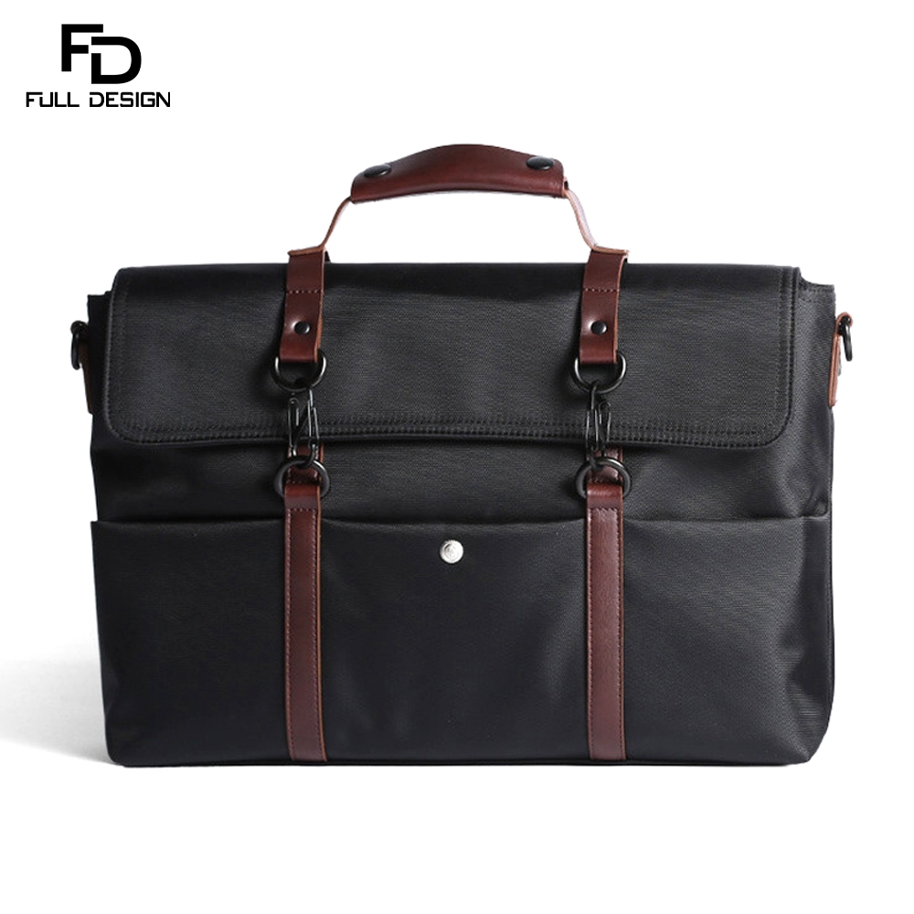 FULL DESIGN กระเป๋าแล็ปท็อป สะพายข้าง สีดํากากี ขนาด 14/15.6 นิ้ว สําหรับทํางาน