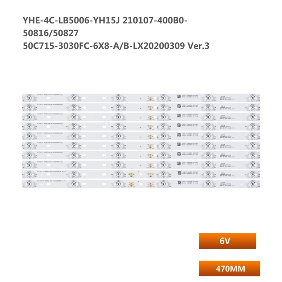 แถบไฟแบ็คไลท์ led สําหรับ TCL 50C716 TCL-50C715-3030FC-6X8-A-LX 10 ชิ้น20200309 Ver.3 x
