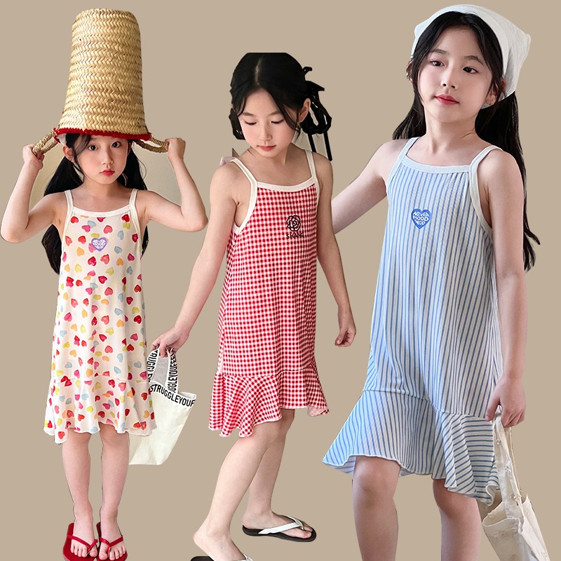 [ZY] พร้อมส่ง ชุดเดรสกระโปรงยาว ผ้าเรยอน ลายหางปลาน่ารัก สไตล์เจ้าหญิง เข้ากับทุกการแต่งกาย สําหรับเด็กผู้หญิง 90-160 ซม. ราคา ถูกที่สุด ดีลบีเคเค แกลเลอรีภาพที่ 9