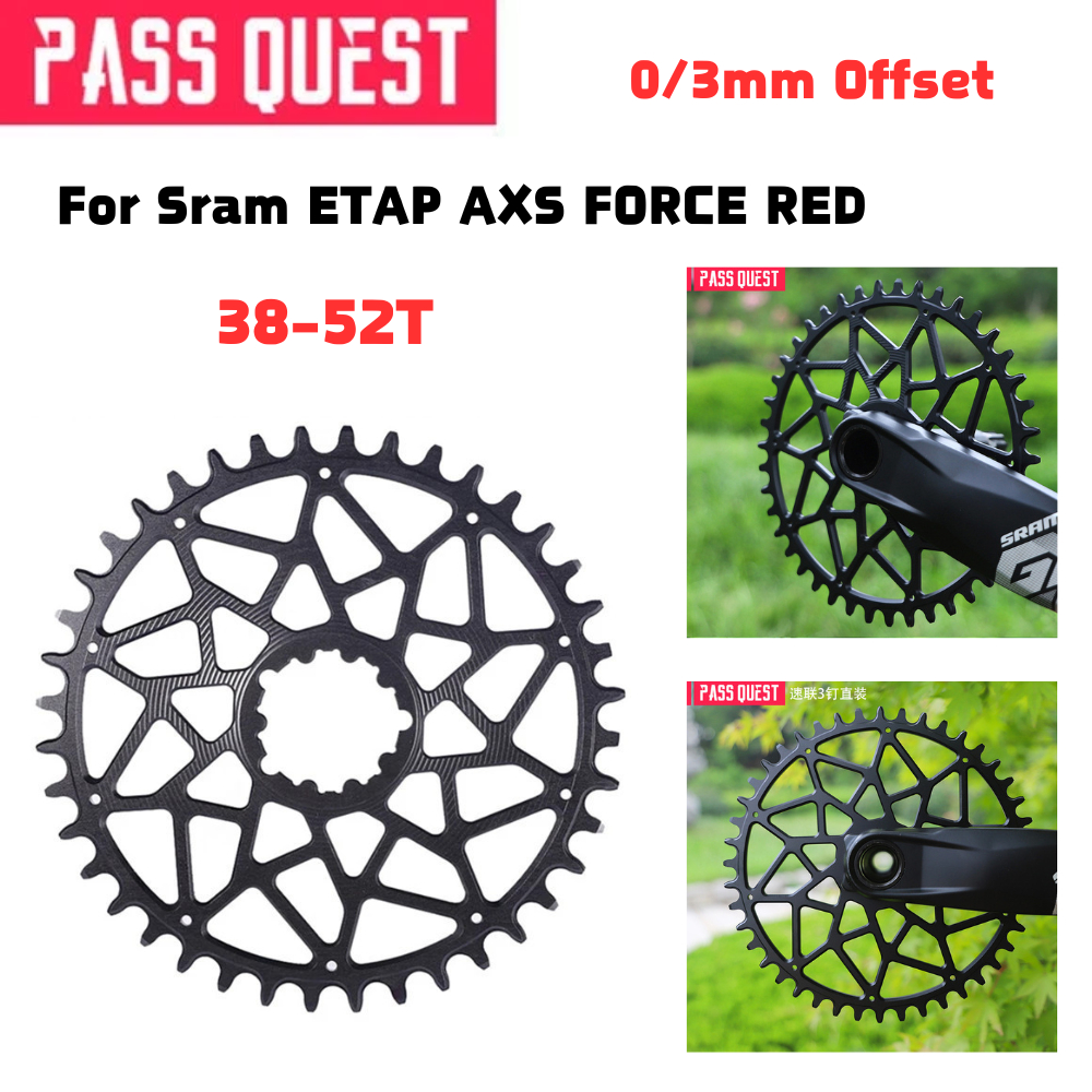 Pass QUEST GXPS อะไหล่ใบจานหน้าจักรยาน 0/3 มม. 38-52T SRAM ETAP AXS FORCE RED 3 เล็บ