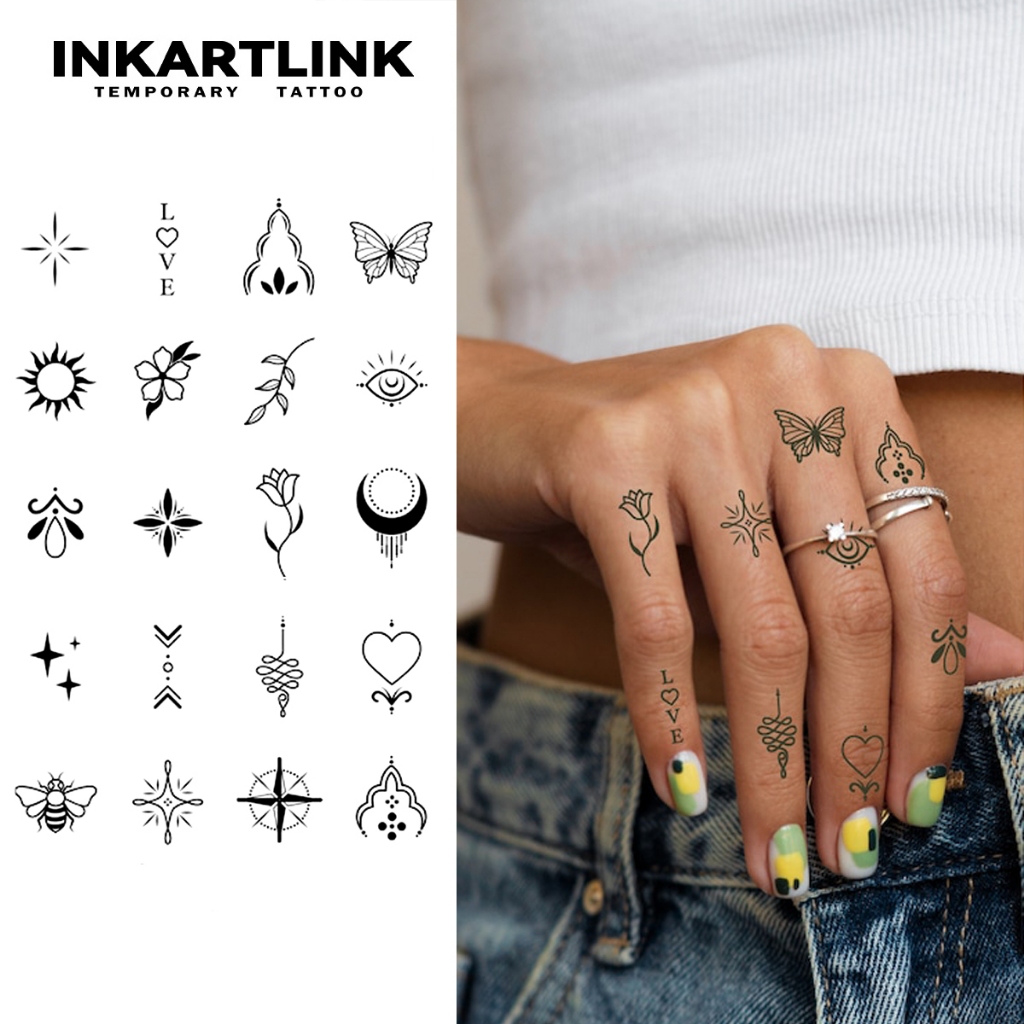 Henna Finger tattoo สติกเกอร์สักชั่วคราว ยาวนานถึง 15 วัน เทคโนโลยีใหม่ รอยสักเวทย์มนตร์ กันน้ำกึ่งถาวรสติกเกอร์