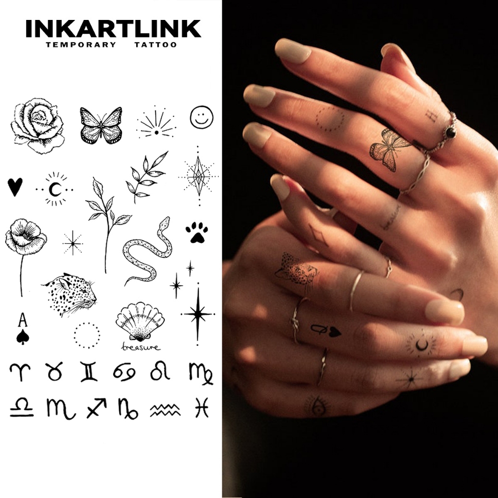 Henna Finger tattoo ( 11）สติกเกอร์สักชั่วคราว ยาวนานถึง 15 วัน เทคโนโลยีใหม่ รอยสักเวทย์มนตร์ กันน้ำกึ่งถาวรสติกเกอร์