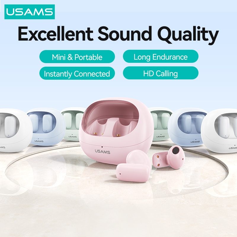 Usams TD22 TWS หูฟังบลูทูธ 5.3 ไร้สาย พร้อมไมโครโฟน ขนาดเล็ก สําหรับเล่นกีฬา