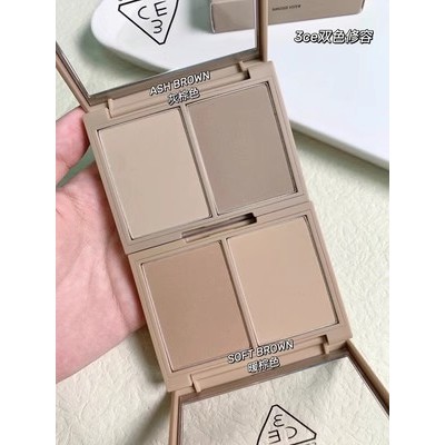 3ce แผ่นคอนทัวร์ ไฮไลท์จมูก ปิดเงา สองสี เนื้อแมตต์ สีน้ําตาลแอช