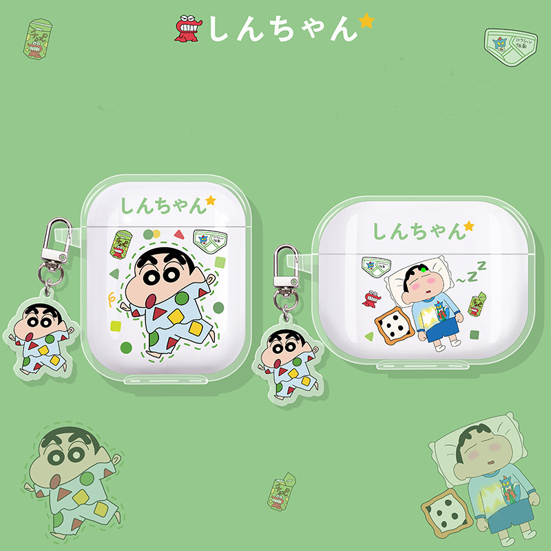 เคสเครยอนชินจังการนอนหลับน่ารักสําหรับ AirPods4(2024)1/2/3/Pro/Pro2 เคส TPU แบบนุ่ม