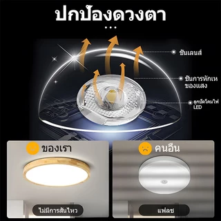 GOGEOUS โคมไฟเพดาน LED 50/40/30/23 ซม. โคมไฟเพดานไม้จริง ไฟ3สี (3000K/4000K/6500K)+ หรี่แสงไร้สเต็ป พร้อมรีโมท หรี่แสงได้ พร้อมรีโมตคอนโทรล ไฟห้องนอน มินิมอล โมเดิร์น สําหรับห้องนอน ห้องนั่งเล่น ไฟติดเพดาน รับประกัน 10ปี