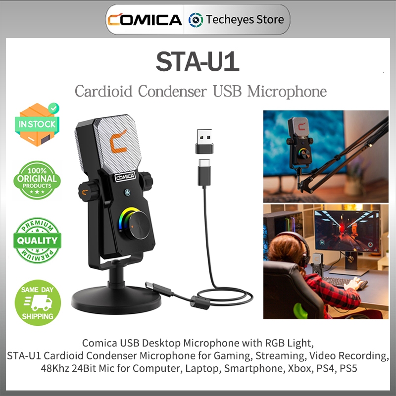 Comica STA-U1 USB Desktop Microphone with RGB Light,Cardioid Condenser Microphone for Gaming, Streaming, Video Recording