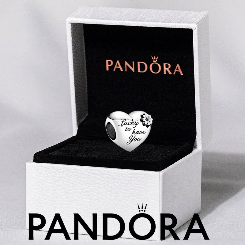 Pandora ของแท้ 100% จี้สร้อยข้อมือเงินแท้ S925 รูป Lucky to have You, Mom Charm