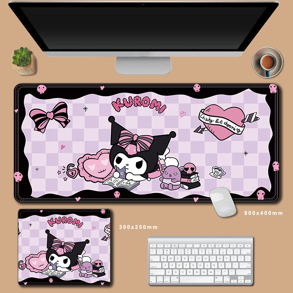 SANRIO 90x40 ซม.Sanrio Cinnamoroll Kuromi Mymelody Pochacco ตารางผ ้ าการ ์ ตูนเด ็ กโต ๊ ะป ้ องกัน Pad และ Anti-Skid Mousepad น ่ ารักขนาดใหญ ่ 900x400x3 มม
