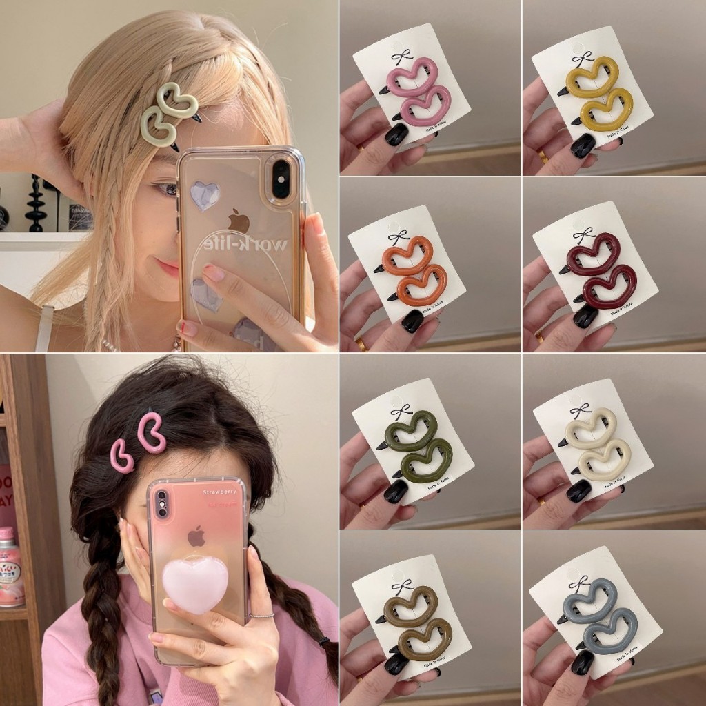 Jojo COCO ชุดกิ๊บติดผม รูปหัวใจ สีชมพูน่ารัก สําหรับผู้หญิง 2 ชิ้น