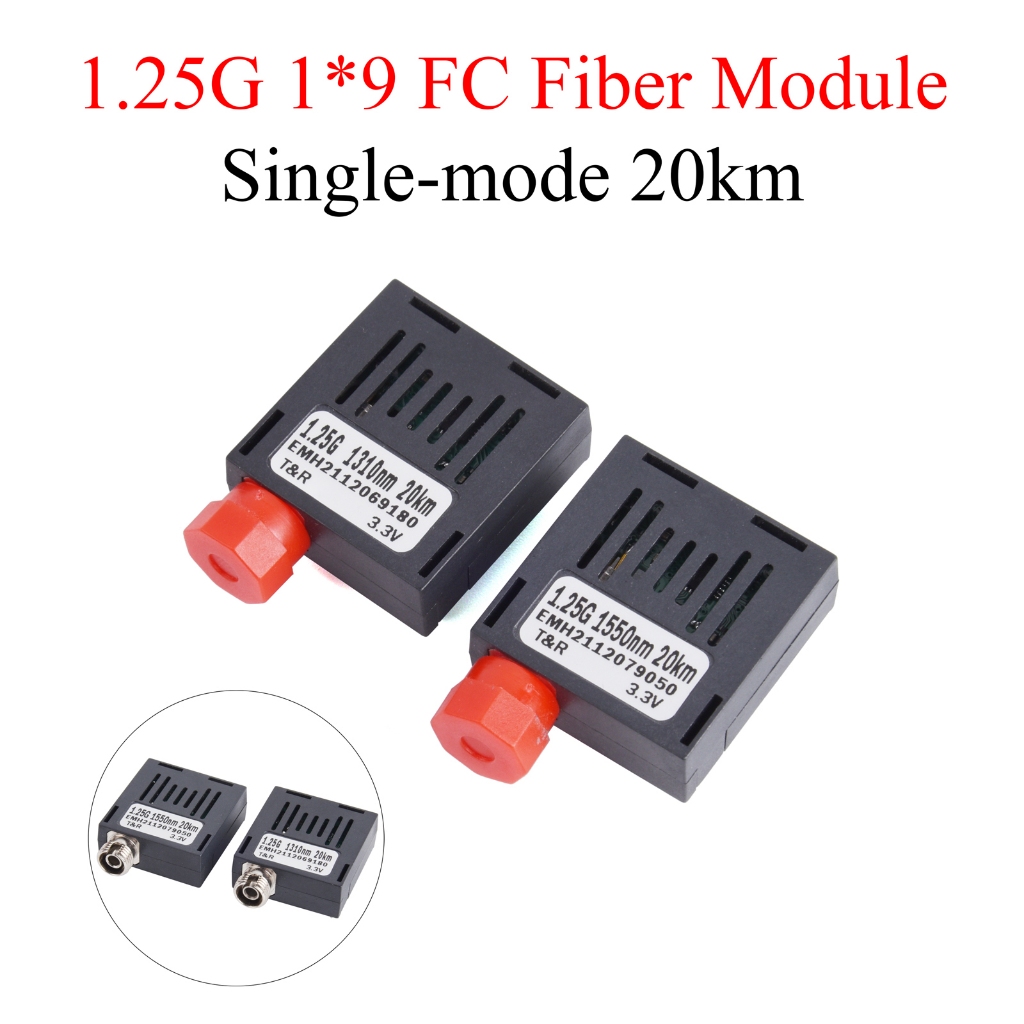 1 คู่ 1*9 Gigabit Fiber Optical Module 1000M FC UPC APC 1.25G Single Mode 20KM 1310nm/1550nm ไฟเบอร์