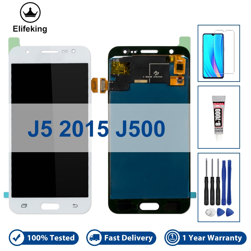 5.0 LCD สําหรับ SAMSUNG Galaxy J5 2015 J500 จอแสดงผล LCD J500H J500FN J500F J500M SM-J500F Touch Scr