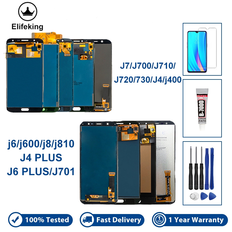 LCD สําหรับ Samsung j7/j710/j730/j701/j4/j6/j8/j4 plus /j6 plus จอแสดงผล LCD Touch Screen Digitizer 