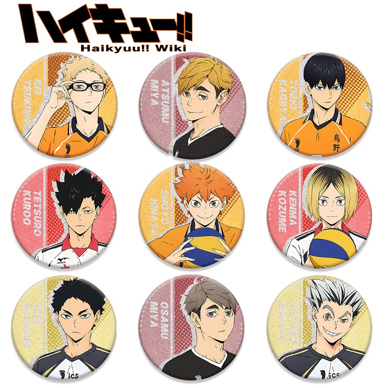 ไฮคิว!! Shoyo Hinata Kageyama Tobio Yu Nishinoya เข็มกลัดโลหะ รูปการ์ตูนอนิเมะ สําหรับตกแต่งกระเป๋า