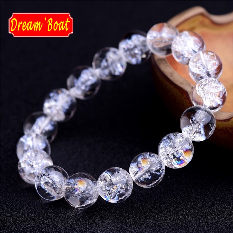 Crack Clear Quartz Natural Crystal Bracelet สร้อยข้อมือคริสตัลธรรมชาติ,ลูกปัดคริสตัล,ผู้หญิง/ผู้ชายสร้อยข้อมือ,สร้อยข้อมืออัญมณี,สร้อยข้อมือฮวงจุ้ย,สร้อยข้อมือหินธรรมชาติ,เครื่องประดับแฟชั่นและหรูหรา