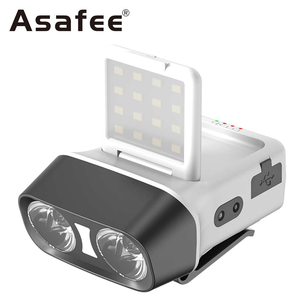 Asafee TD-868 คลิปไฟหน้า LED หรี่แสงได้ สว่างมาก หลายเกียร์ มีแบตเตอรี่ในตัว สําหรับกลางแจ้ง