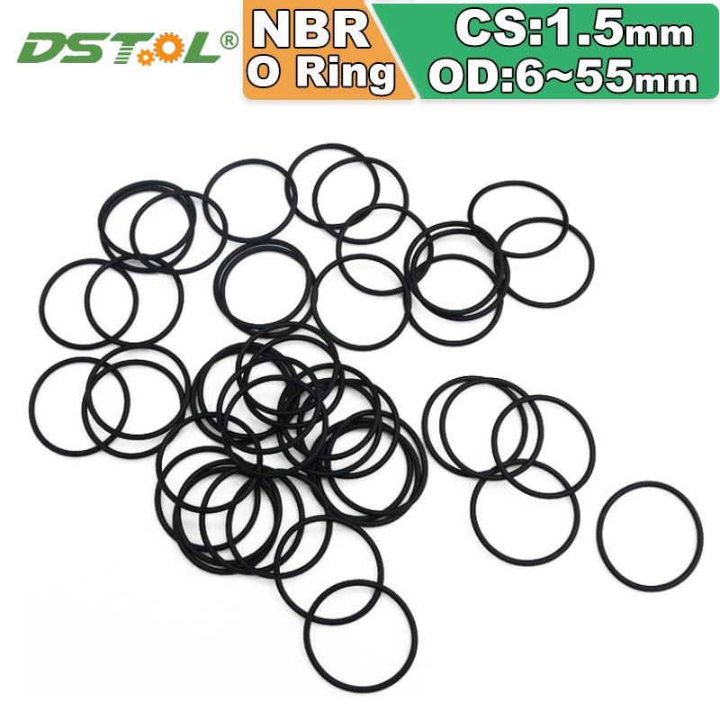 CS 1.5mm NBR O-Ring ยางไนไตรล์ 10 ชิ้นสีดํา O-แหวนทนน้ํามัน,ทนต่อการสึกหรอและกันน้ํา O รูปร่างแหวนซีล OD 6 มม.-55 มม.