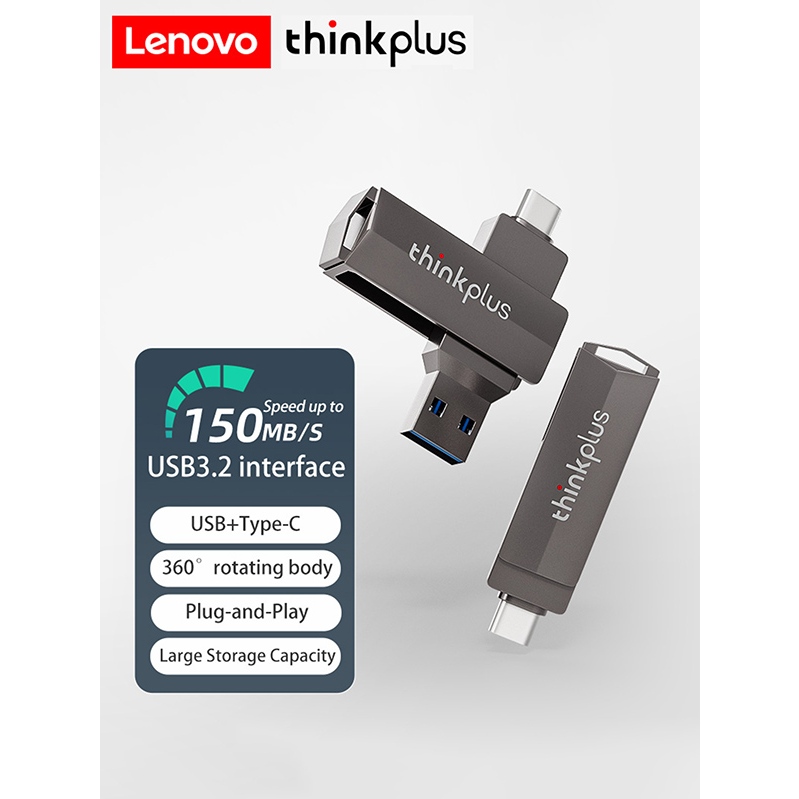 Lenovo- แฟลชไดรฟ์ MU254 USB 3.1 ความเร็วสูง สําหรับ iPhone iPad 32G 64G 128G 256G
