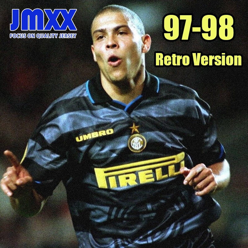 เสื้อกีฬาแขนสั้น ลายทีมชาติฟุตบอล JMXX Retro 97-98 Inter Milan 1997 1998 Fan Version สําหรับผู้ชาย