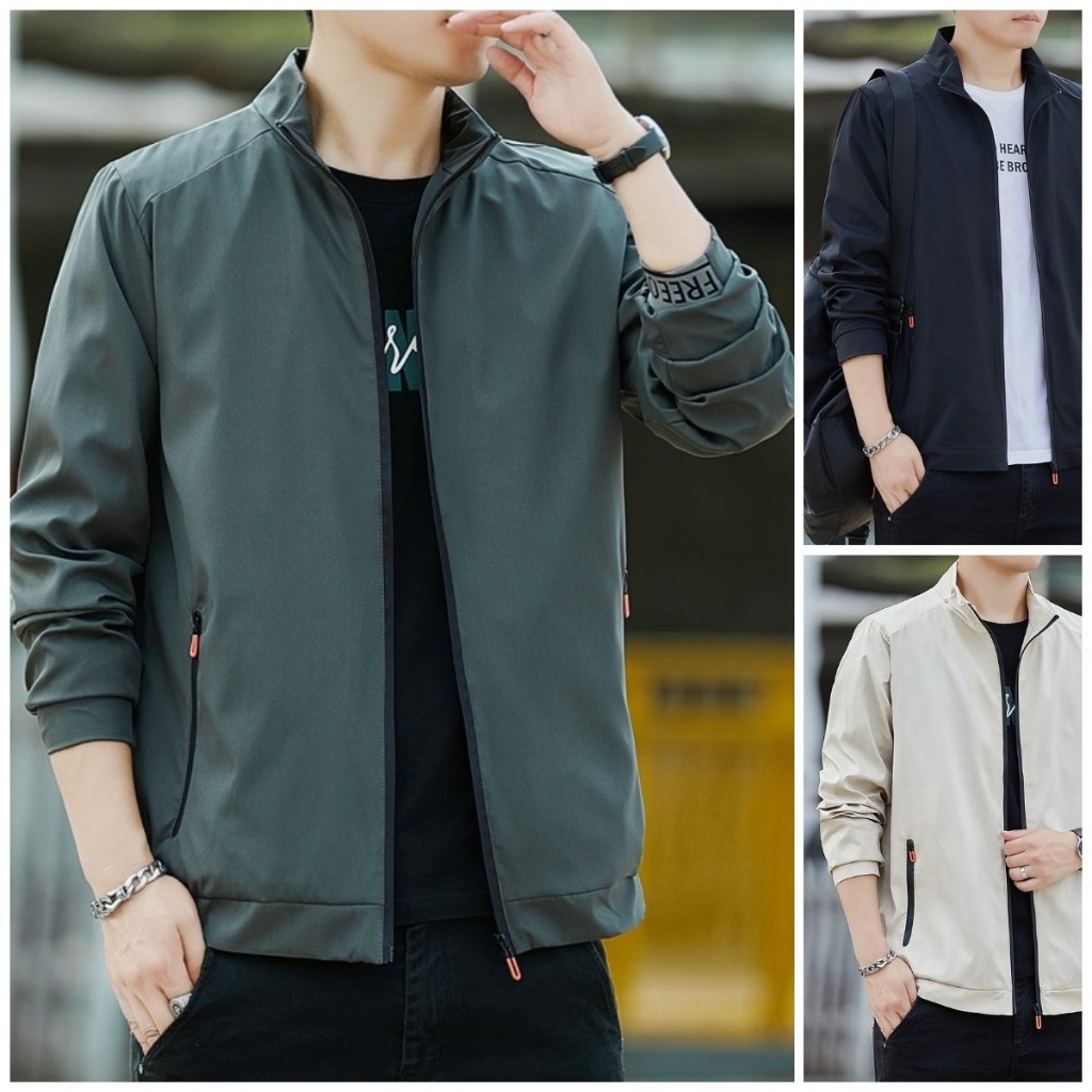 เสื้อแจ็กเก็ตเบสบอลลําลอง แบบบาง กันลม คุณภาพสูง แฟชั่นฤดูใบไม้ผลิ และฤดูใบไม้ร่วง สําหรับผู้ชาย